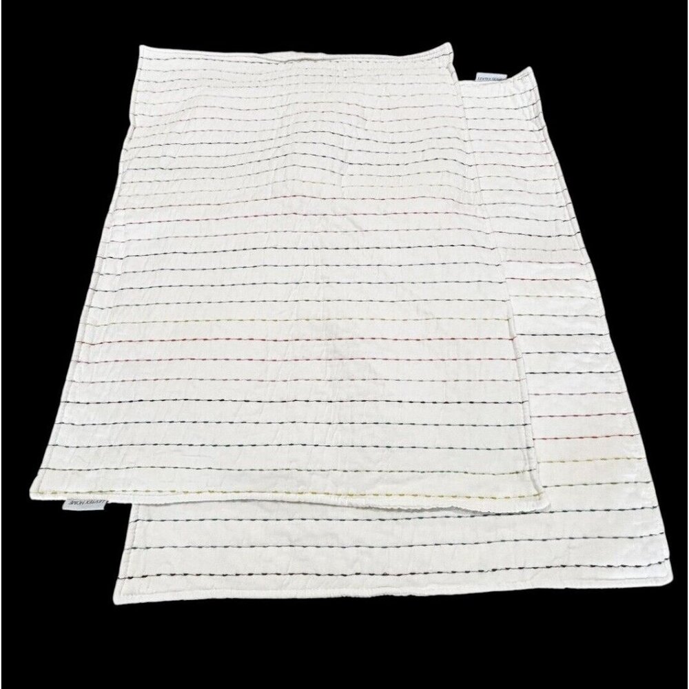 Levtex Home 2 Pillow Cases White Multicolor Rainbow Stripe Shams Girls Room